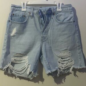 Levi's Light Blue Distressed Jean Shorts